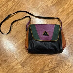 Leather Gayle Anderson Designs Multicolor Colorblock Shoulder Bag